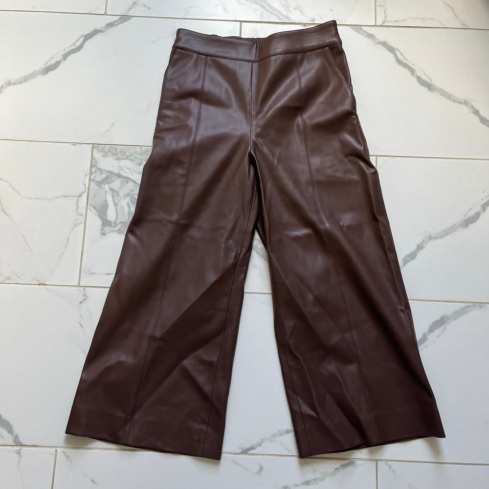 Brochu Walker The Odele Cropped Pant Vegan Leather Brown color sz Medium